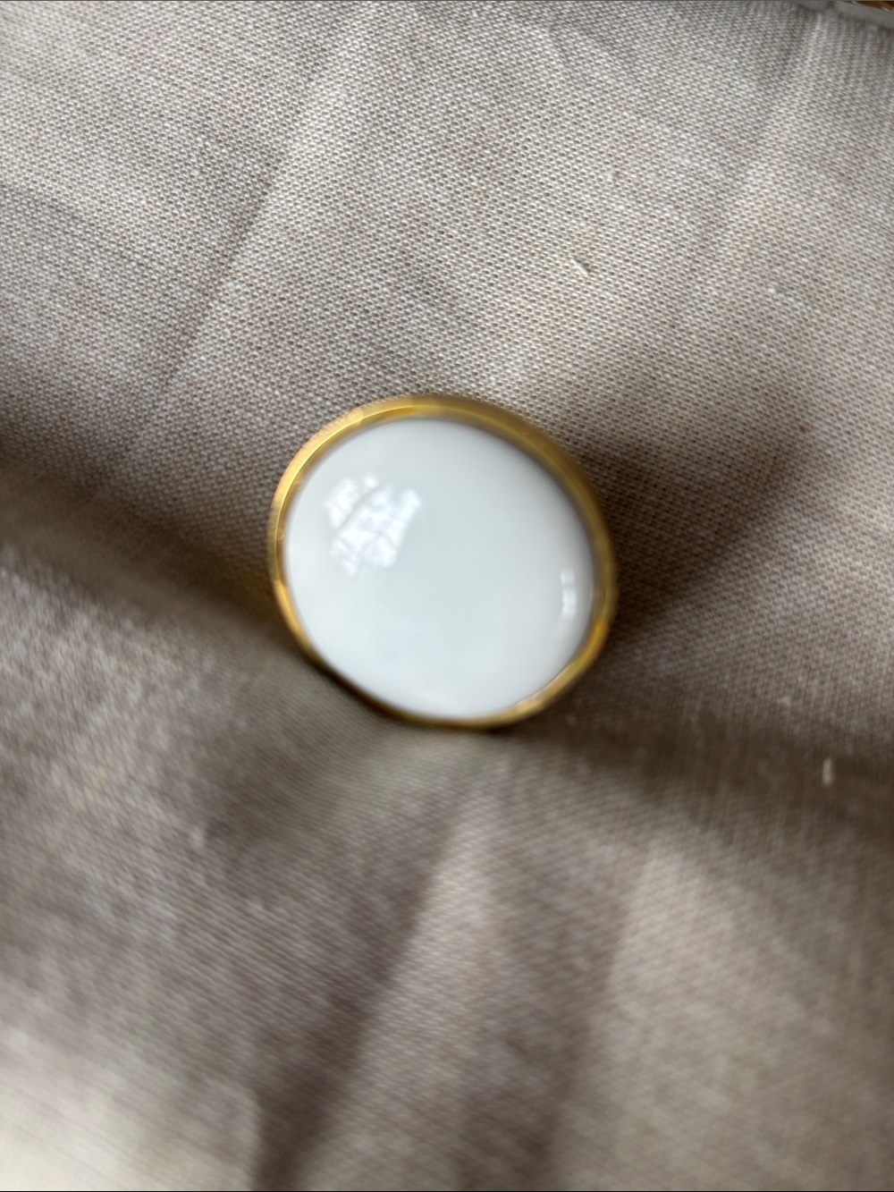 Lot of 10 new Solid brass & White Ceramic round cabinet handle Knob Gold Edge